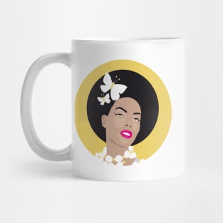 Girl with Butterflies In Her Afro - Yellow Circle Mug